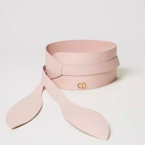 TWINSET MILANO Sash belt with Oval T In Parisienne Pink